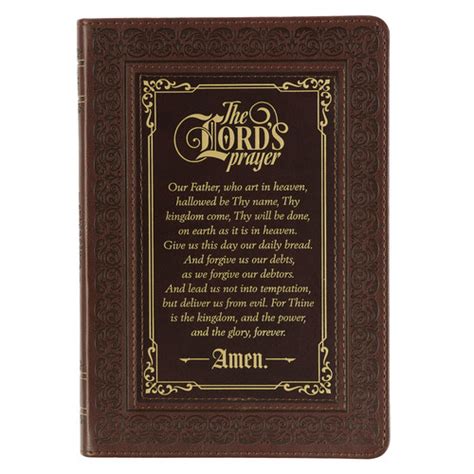 The Lords Prayer Walnut And Burgundy Faux Leather Classic Bible Cover