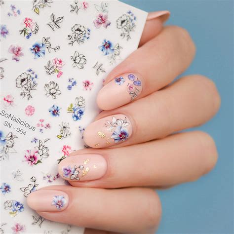 watercolour flower nail stickers 064 xxl sonailicious stickers sonailicious boutique