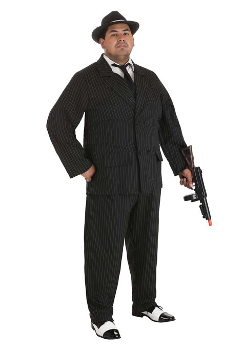 Deluxe Gangster Plus Size Costume For Men Mobster Costume