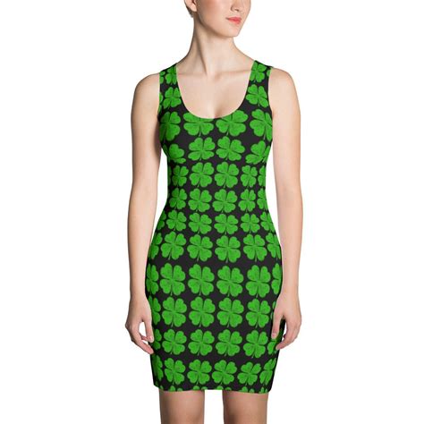 Sale St Patricks Day Dress Shamrock Dress Saint Patrick Dress Green Shamrock Pattern Outfit Four