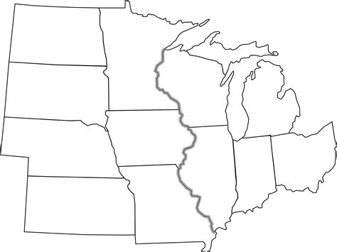 States Vector Blank Blank Map Of The Midwest Transparent Cartoon