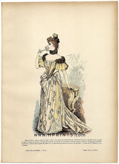 Lart Et La Mode 1890 N°40 G De Billy Colored Fashion Lithograph