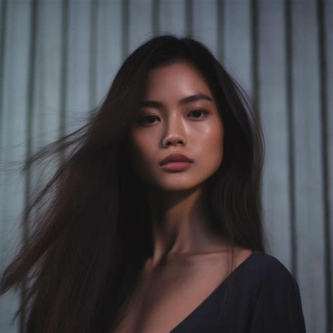 Premium Ai Image Black Haired Asian Female Model