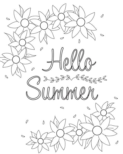 Coloring Page Hello Summer By Lovelyheatherly On Etsy
