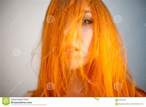 Dreammy Portrait Of Attractive Redhead Woman In Soft Focus Stock Photo