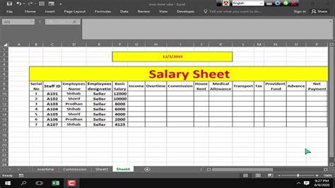 How To Create Salary Sheet In Ms Excel Youtube