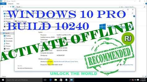 Activate Windows 10 Pro Rtm Build 10240 Offline Permanently Youtube