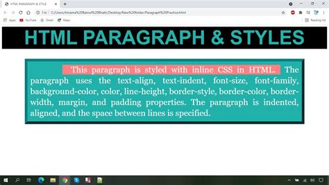 Customize Html Paragraph With Inline Css Html Paragraph Inline Css