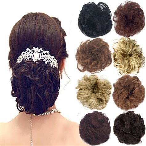 100 Remy Human Hair Bun Extensions Hair Ponytail Extension Wavy Curly