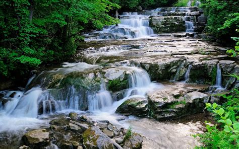 3379617 Waterfalls Forest River Landscape Wallpaper Cool