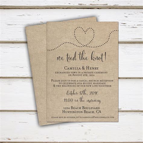 Printable Elopement Reception Invitation Reception Only Etsy