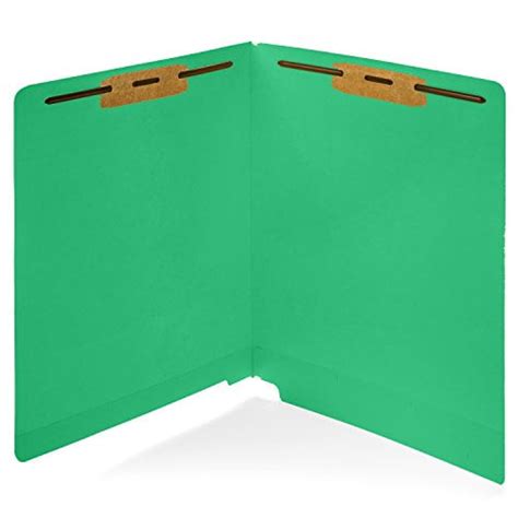 50 Green End Tab Fastener File Folders Reinforced Straight Cut Tab