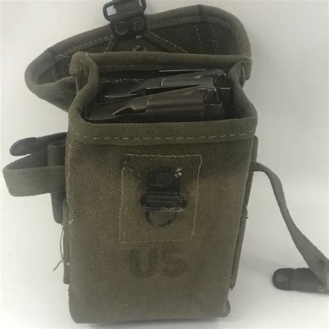 Vintage Vietnam War Era Us Army Canvas Small Arms Ammo Pouch W