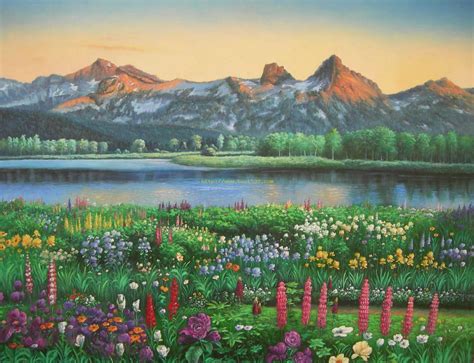 Lakesnowflower Landscape Oil Painting