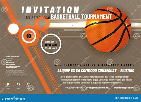 Basketball Tournament Invitation Template Stock Vector Illustration