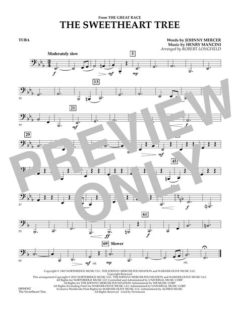 The Sweetheart Tree From The Great Race Tuba Sheet Music Robert Longfield Concert Band