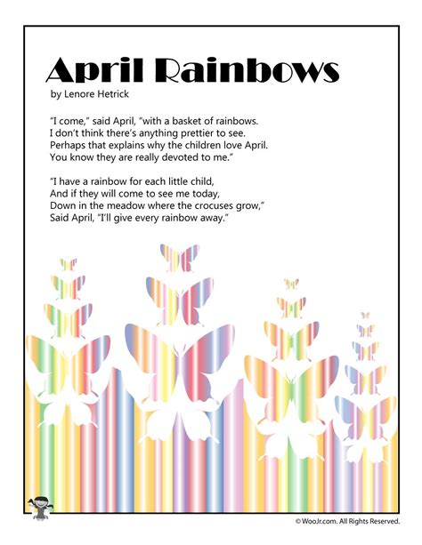 April Rainbows Poem For Kids Woo Jr Kids Activities Kindergarten