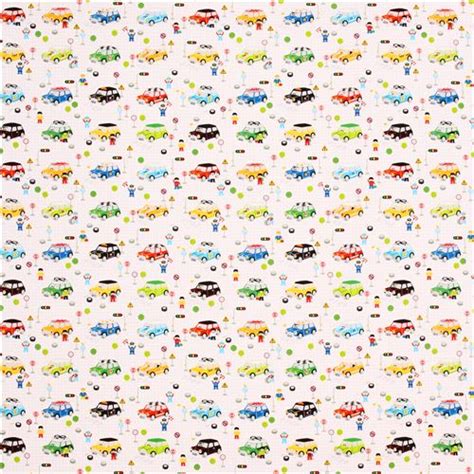 White Car Mini Cooper Oxford Fabric Kokka Japan Modes4u