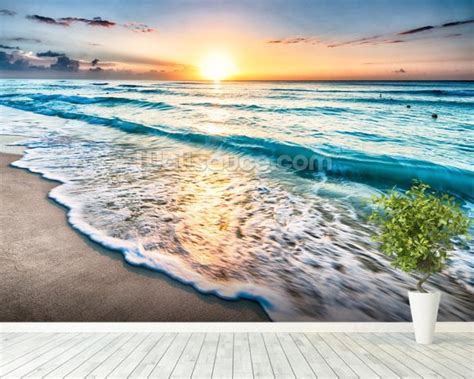 Cancun Beach Sunrise Mexico Wallpaper Wall Mural Wallsauce Usa