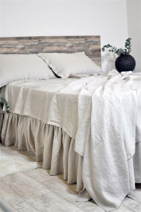 Linen Bedskirt Dust Ruffle In Full Queen King Ruffled Bed Skirt