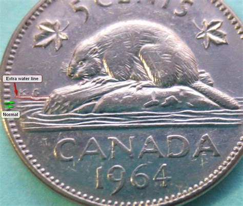 rare 1964 canadian nickel with extended waterline error