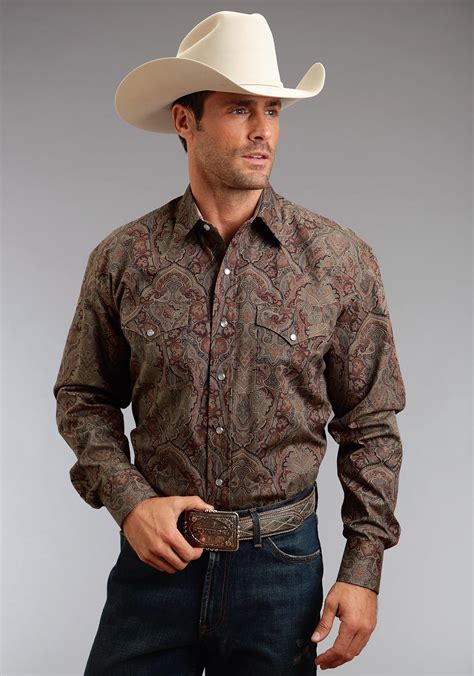 Stetson Mens Rugged Twill Check Western Snap Shirt