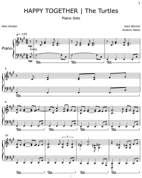 Happy Together The Turtles Sheet Music For Piano
