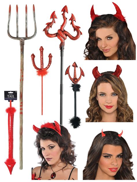 Adults Devil Accessories Halloween Horns Tail Pitchfork Fancy Dress Costume Ebay