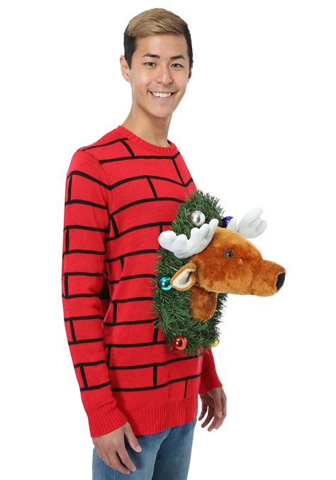 Reindeer Head Ugly Christmas Sweater For Adults