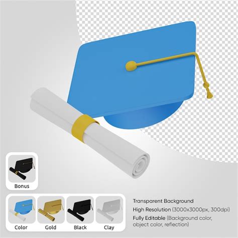 Premium Psd 3d Graduation Hat With Diplom