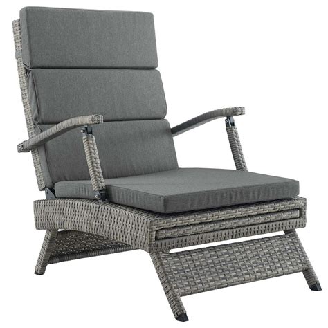 Envisage Chaise Outdoor Patio Wicker Rattan Lounge Chair In Light Gray