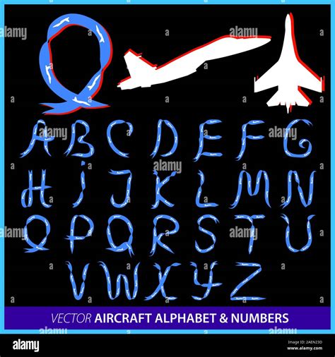 Aerobatics In An Airplane Alphabet Letters And Numbers Stock Vector