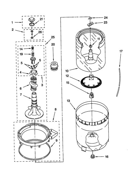 AGITATOR BASKET AND TUB Diagram Parts List For Model