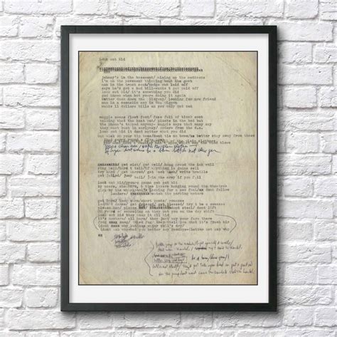 Bob Dylan Poster Print Photo Hand Written Typed Song Lyrics