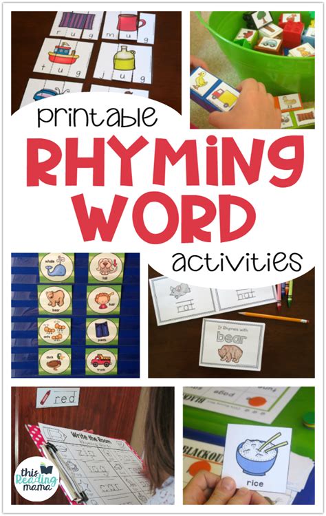 Your total solution for kindergarten will delight young children with activities that teach position words, letter recog. Printable Rhyming Activities for Kids - This Reading Mama