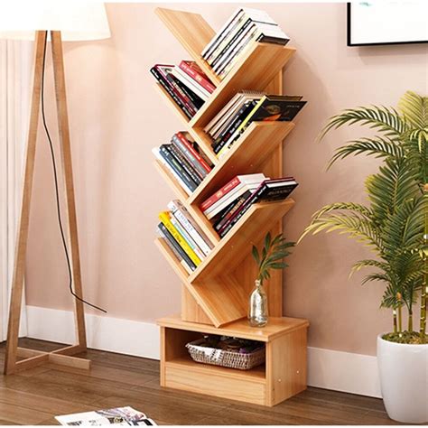 Bookcase Shelf Stand Display Cases Bookshelf Shelving Wood Shelves Tree