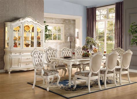 Putting large, heavy furniture into a small room will make it feel cramped, while choosing light and airy styles can make a big room seem empty. Traditional Luxury Formal Dining Room Furniture Set Pearl ...