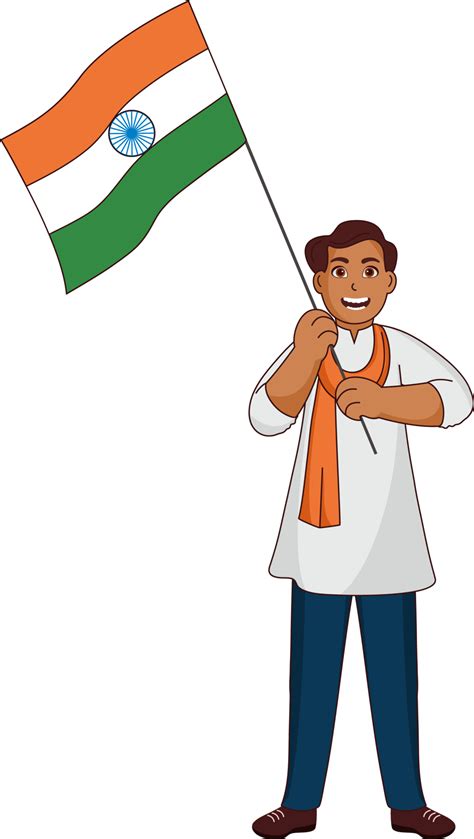 Indian Young Man Holding National Flag In Standing Pose 23651294 Png