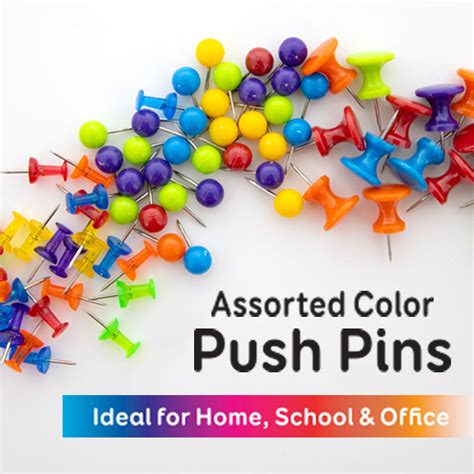 BAZIC Assorted Translucent Color Push Pins 100 Pack Bazic Products