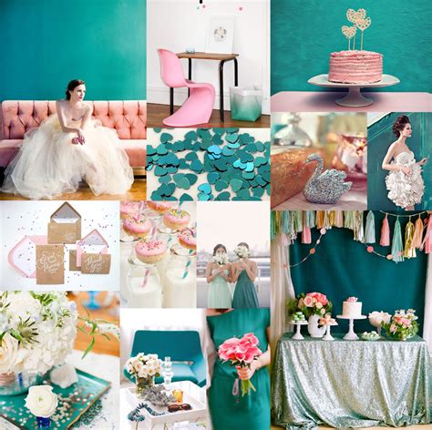 Teal Pink Silver Wedding Colors
