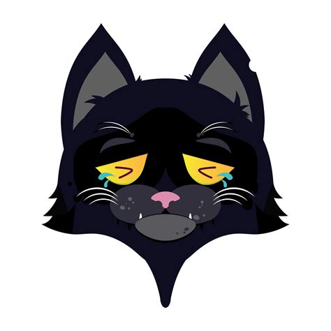Black Cat Crying Face Cartoon Cute 14317966 Png