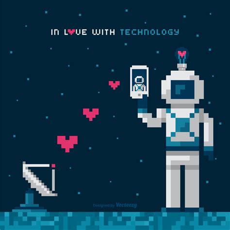 In Love With Technology Vector Concept In Pixel Art Design 211524