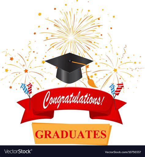 Congratulations With Graduate Cap Royalty Free Vector Image