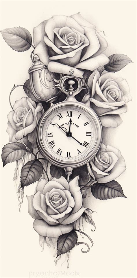 Vintage Clock Surrounded By Roses Etsy