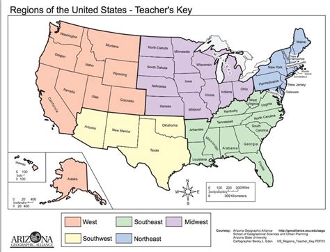 Learning States United States Regions Map United States Geography