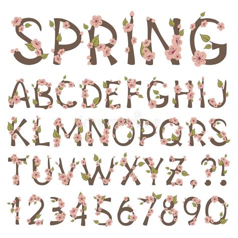 Spring Alphabet With Flowers Letters Ghijkl Stock Vector