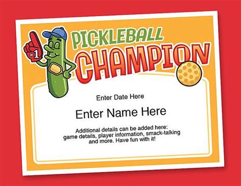 Pickleball Champion Certificate Pickleball Download Now Etsy Canada Award Template