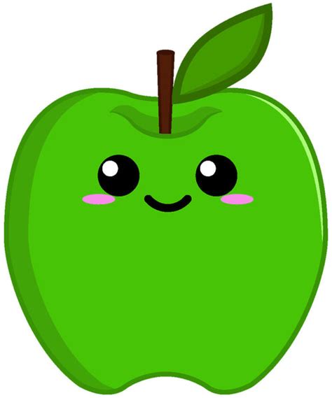 Cute Kawaii Anime Fruit Cartoon Emoji Green Apple 3 Vinyl Decal Sti