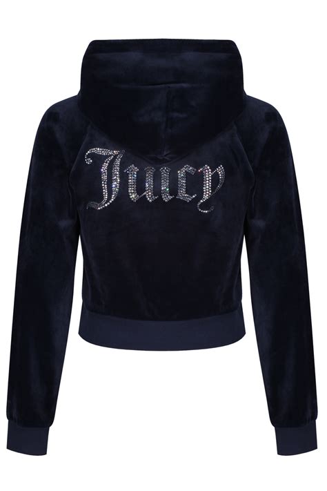 Juicy Couture Womens Sally Classic Velour Diamante Embellished Shrunken