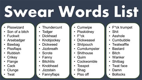 English Swear Words List That You Should Never Use Grammarvocab